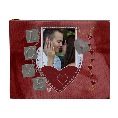 Red Hot Love Xl Cosmetic Bag By Lil Front