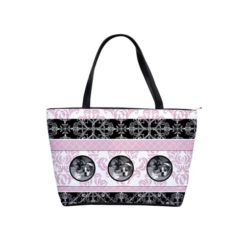 Charming Pink & Black Classic Shoulder Handbag By Klh Front
