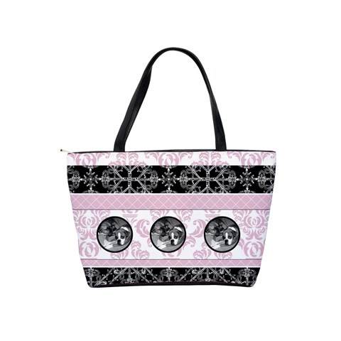 Charming Pink & Black Classic Shoulder Handbag By Klh Back