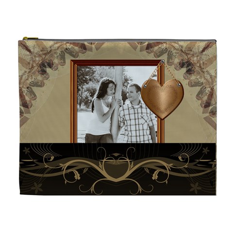 Brown & Copper Xl Cosmetic Bag By Lil Front