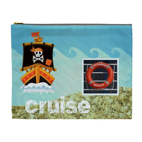 Pirate Pete Cruise Vacation Extra Large Cosmetic Bag By Catvinnat Front