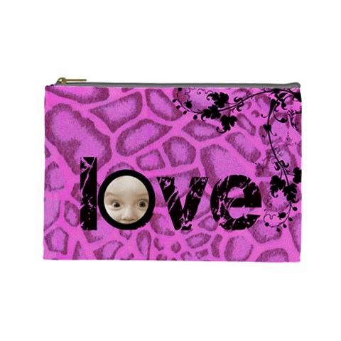 Love You Pink Animal Cosmetic Bag By Catvinnat Front