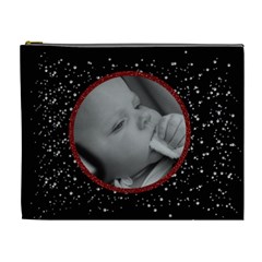 Black Glitter - red glitter frame - Cosmetic Bag (XL)