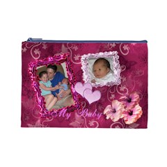 I Heart You My Baby Love Pink Butterfly Large Cosmetic Bag (7 styles) - Cosmetic Bag (Large)