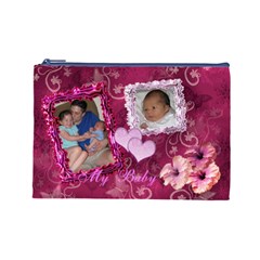 I Heart You My Baby Love Pink Butterfly Large Cosmetic Bag - Cosmetic Bag (Large) I Heart You My Baby Love Pink Butterfly Large Cosmetic Bag - Cosmetic Bag (Large)