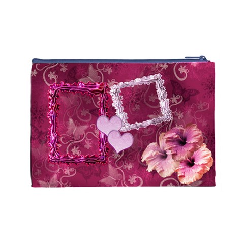 I Heart You My Baby Love Pink Butterfly Large Cosmetic Bag By Ellan Back