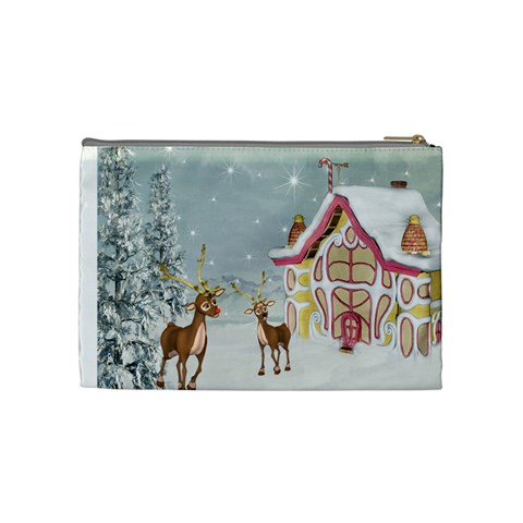Here Comes Santa Medium Cosmetic Bag By Spg Back