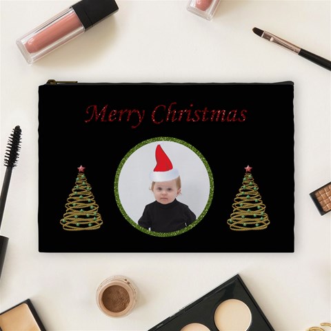 Merry Christmas Cosmetic Bag (l) By Jen Front