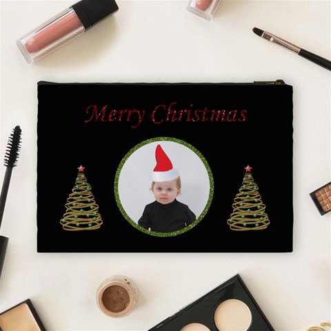Merry Christmas Cosmetic Bag (l) By Jen Back