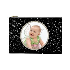 Black and Silver Glitter Cosmetics Purse (L) - Cosmetic Bag (Large)