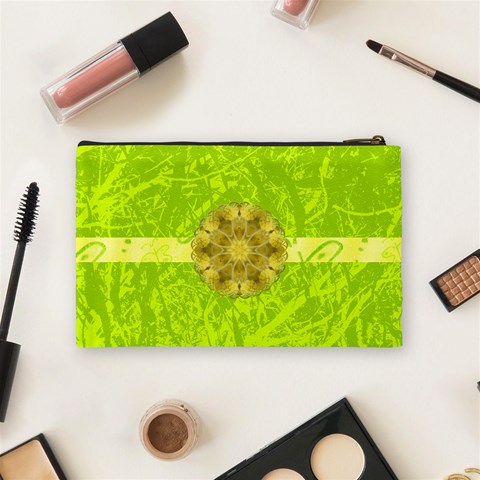 Lime Juice Medium Cosmetic Case By Joan T Back