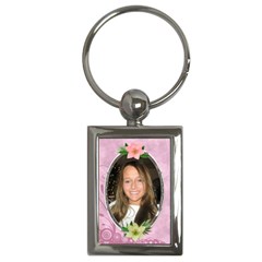 Pink Flower Key Chain - Key Chain (Rectangle)