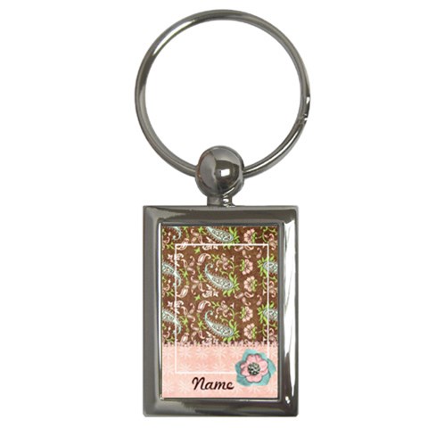 Pink & Brown Paisley Keychain By Mikki Front