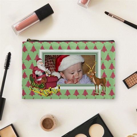 Here Comes Santa Cosmetic Bag (medium) 2 By Spg Front