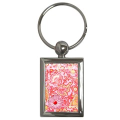 Pink & Red floral- key chain - Key Chain (Rectangle)