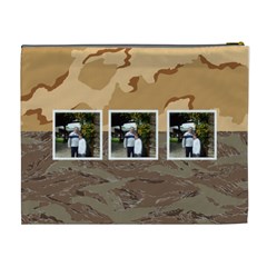 Desert Camo Love & Laughter Extra Large Cosmetic Bag By Catvinnat Back