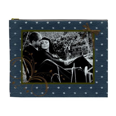 Romantic Blue Choc Xl Cosmetic Bag By Danielle Christiansen Front