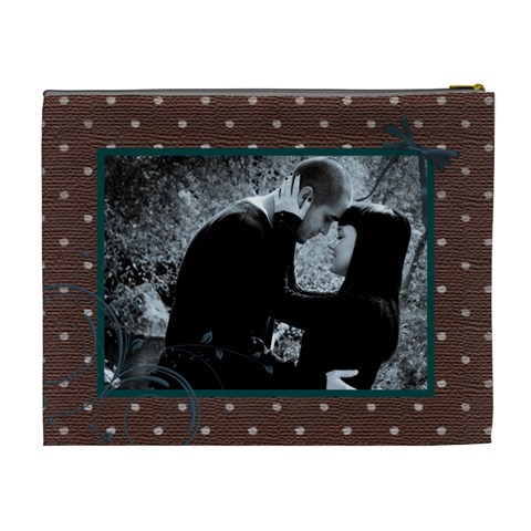 Romantic Blue Choc Xl Cosmetic Bag By Danielle Christiansen Back