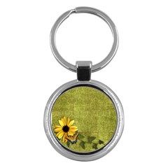 Sunflower & butterfly-key chain - Key Chain (Round)