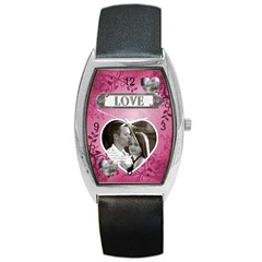 Pink Love Barrel Style Metal Watch