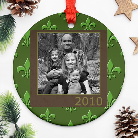 Green Flor De Lis Ornament By Amanda Bunn Front