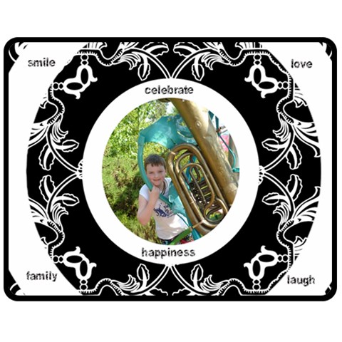 Family Words Monochrome  Medium Fleece By Catvinnat 60 x50  Blanket Front