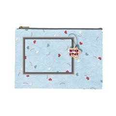 With love blue -large cosmetic bag - Cosmetic Bag (Large) With love blue -large cosmetic bag - Cosmetic Bag (Large)