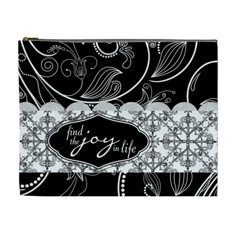 Find The Joy In Life Xl Cosmetic Bag By Klh Front