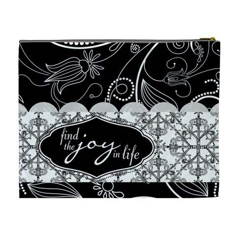 Find The Joy In Life Xl Cosmetic Bag By Klh Back