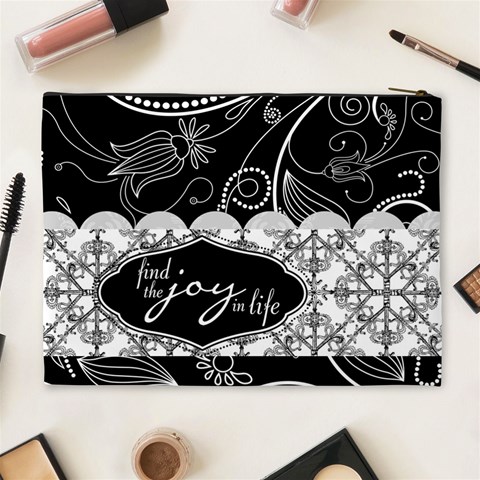 Find The Joy In Life Xl Cosmetic Bag By Klh Back