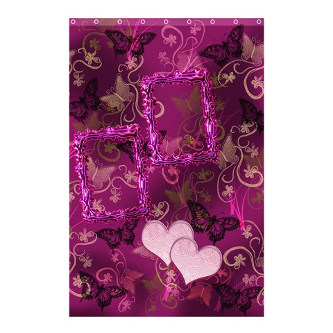 Pink Butterfly Shower Curtain With Frill Frame Hearts By Ellan Curtain(48  X 72 ) - 42.18 x64.8  Curtain(48  X 72 )