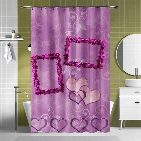 Purple Lavander Butterfly Shower Curtain With Frill Frame Hearts By Ellan Curtain(48  X 72 ) - 42.18 x64.8  Curtain(48  X 72 )