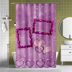 Purple Lavander Butterfly Shower Curtain With Frill Frame Hearts
