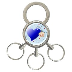 Blue heart with love - 3-Ring Key Chain