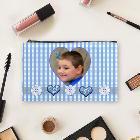 Baby Blue Medium Cosmetic Case By Joan T Front