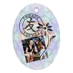 Friends & Fower Oval 1-Sided Ornament - Ornament (Oval)
