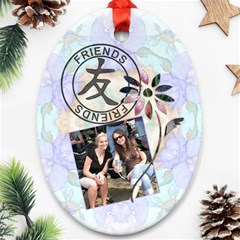 Friends & Fower Oval 1-Sided Ornament - Ornament (Oval)