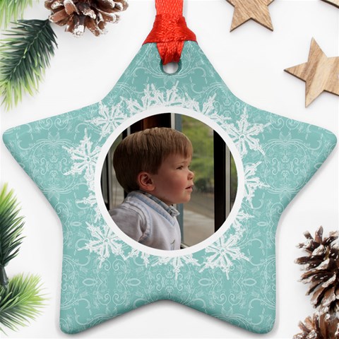 Tiffany Blue Snowflake Star Ornament By Klh Front