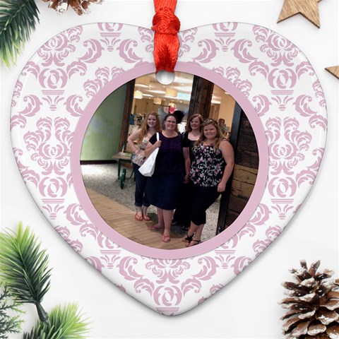 Charming Pink Heart Ornament By Klh Front