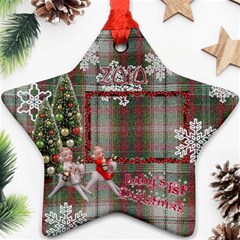 angels on reindeer Baby 1st Christmas 2024 ornament 54 - Ornament (Star)