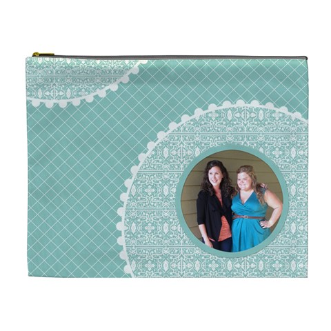 Tiffany Blue Circles Xl Cosmetic Bag By Klh Front