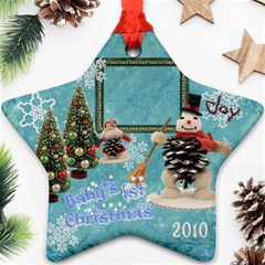 snowman blue baby s 1st Christmas 2010 ornament 93 - Ornament (Star)