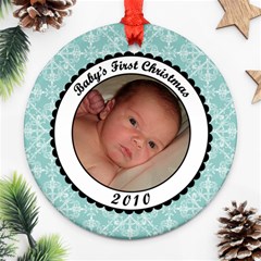 Baby s First Christmas 2010 Blue Ornament - Ornament (Round)