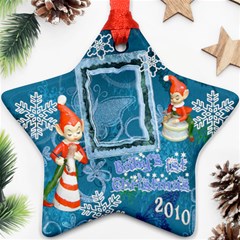 elf elves Baby s 1st Christmas blue2 0240 ornament  130 - Ornament (Star)