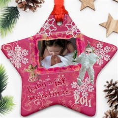 angel santa Baby s 1st Christmas pink 2023 ornament  130 - Ornament (Star)