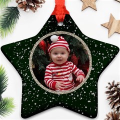 Christmas Ornament Star - green & silver glitter - Ornament (Star)