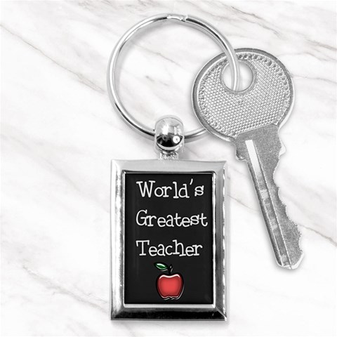 World s Greatest Teacher Keychain (rectangle) By Jen Front