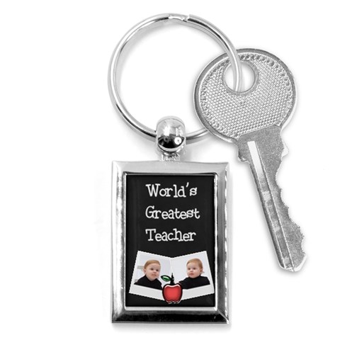 World s Greatest Teacher Keychain W Photos (rectangle) By Jen Front