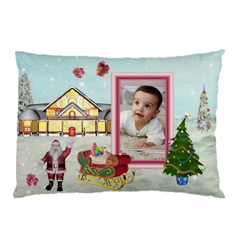 Here Comes Santa Pillow2 By Spg 26.62 x18.9  Pillow Case