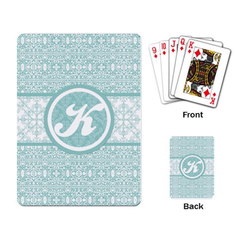 Tiffany Blue Lace Monogram Playing Cards By Klh Back